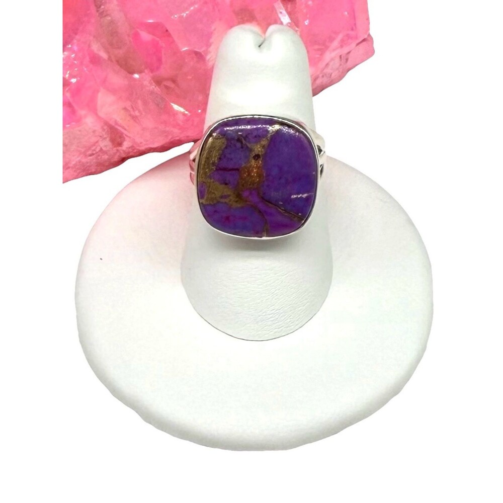 Kingman Purple Copper Turquoise Ring Size 7 Solid 925 Sterling Silver